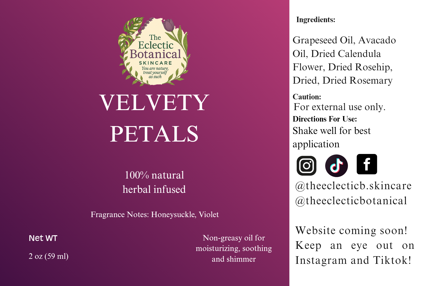 Velvety Petals 2oz Body Oil