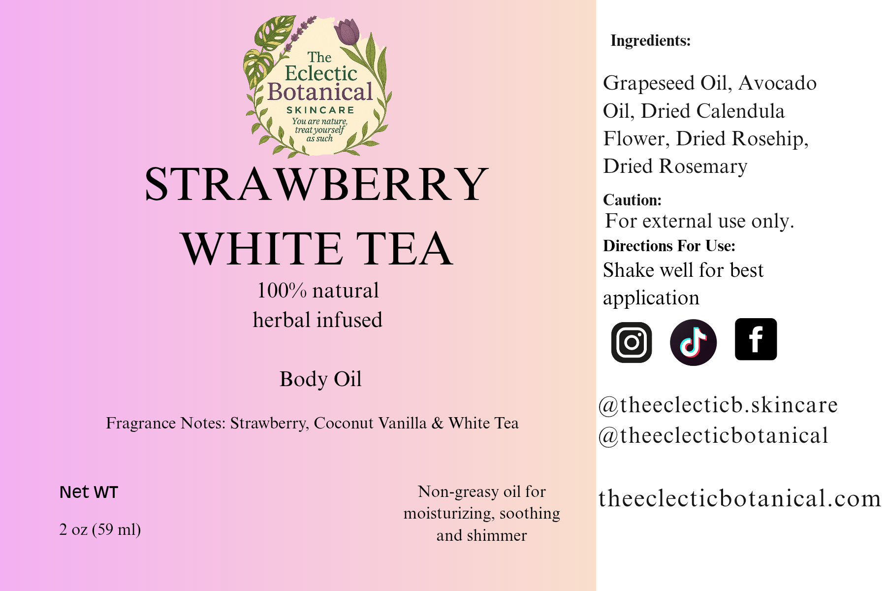 Strawberry White Tea Body Oil