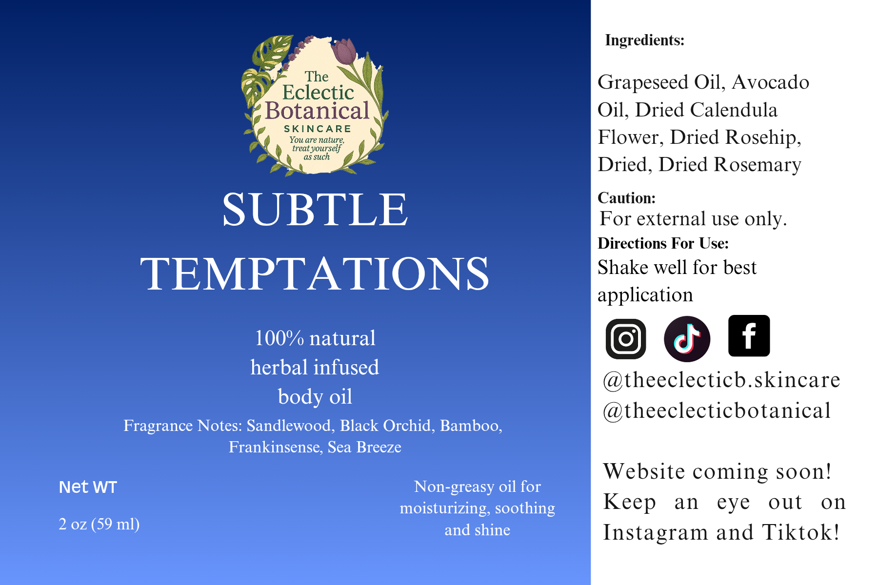 Subtle Temptations 2oz Body Oil
