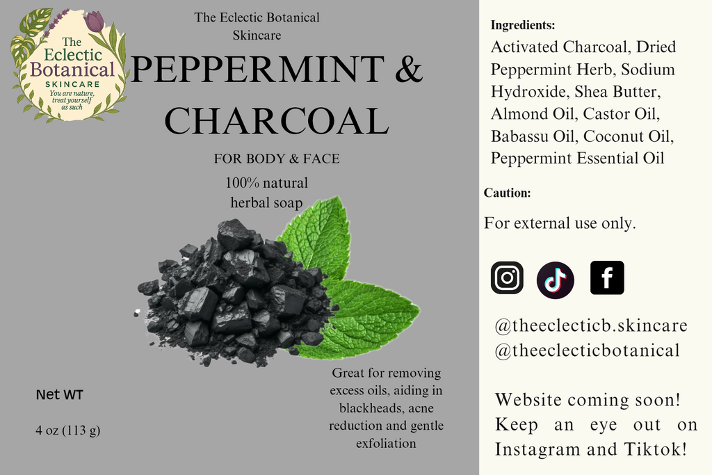 Charcoal & Peppermint 4oz Facial Soap Bar