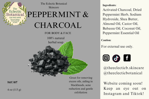 Charcoal & Peppermint 4oz Facial Soap Bar